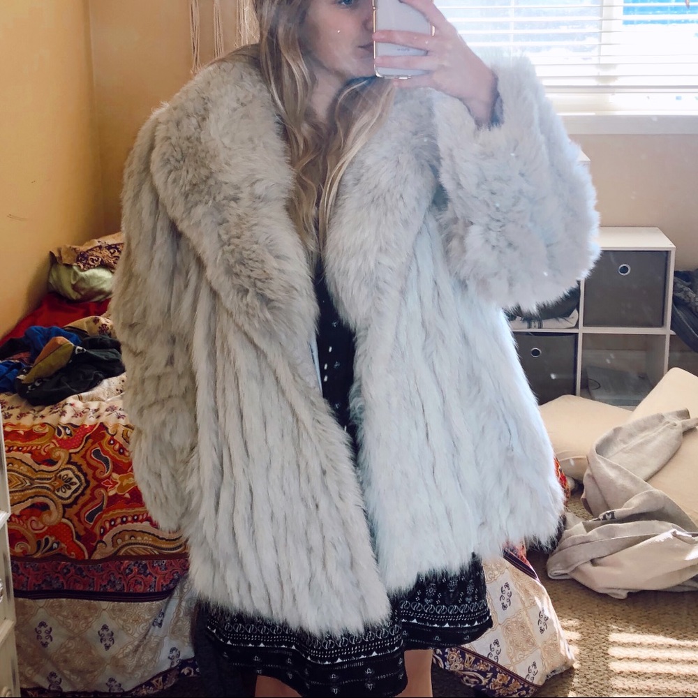 REAL FUR blue fox fur coat (L)